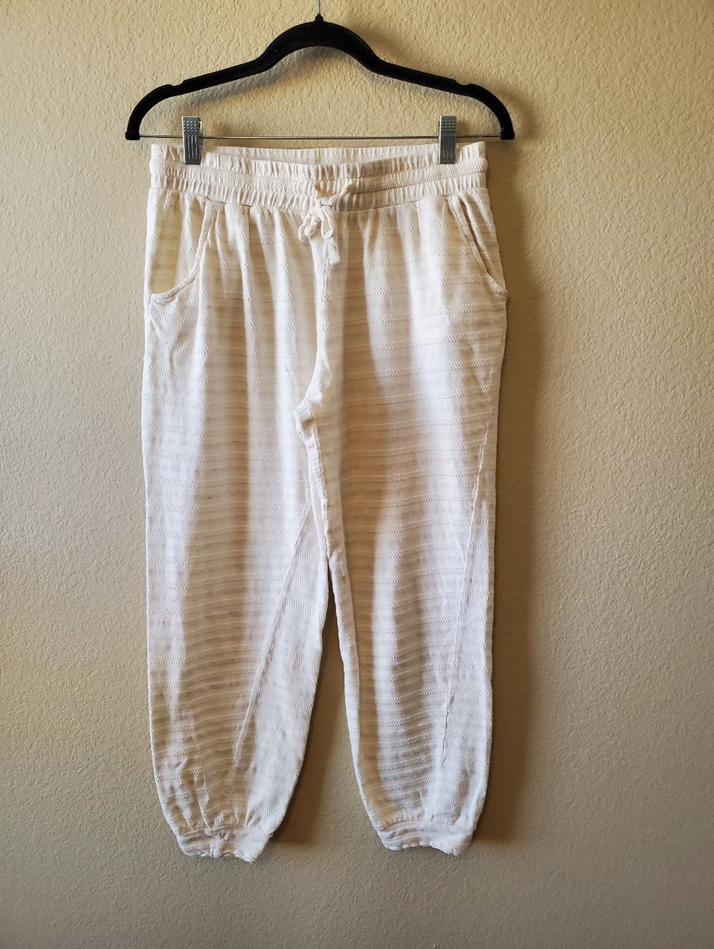 World Market Relaxed Drawstring Jogger Pants in Light Cream